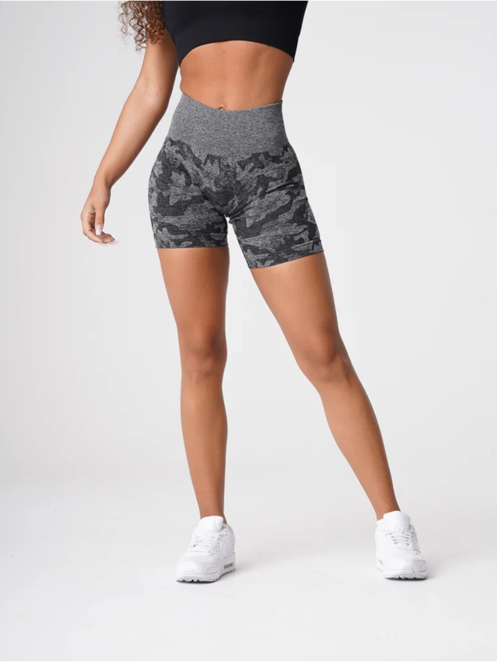 NVGTN High-Waist Gray Camo Bike Shorts